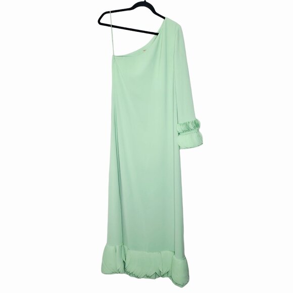 Alexis Jamie Persian Green Maxi Dress One Shoulder Laser Cut Gown S - Picture 4 of 16